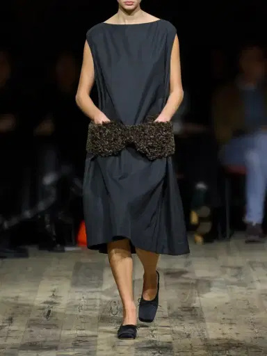 Simone Rocha Plush-trimmed Twill Midi Dress | Thumbnail 5 Simone Rocha Plush-trimmed Twill Midi Dress | Thumbnail 5