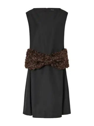 Simone Rocha Plush-trimmed Twill Midi Dress | Thumbnail 1 Simone Rocha Plush-trimmed Twill Midi Dress | Thumbnail 1