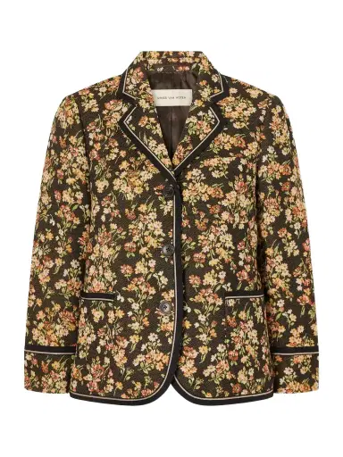 Dries Van Noten Floral-embroidered Cotton-blend Blazer | Thumbnail 1 Dries Van Noten Floral-embroidered Cotton-blend Blazer | Thumbnail 1