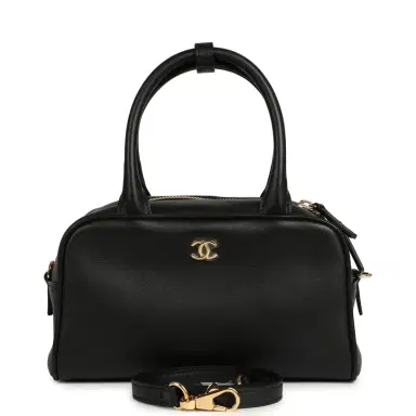 Chanel Chanel Mini Bowling Bag with Strap Black Calfskin Gold Hardware | Thumbnail 1 Chanel Chanel Mini Bowling Bag with Strap Black Calfskin Gold Hardware | Thumbnail 1
