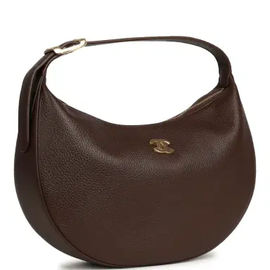 Chanel Chanel Round Top Handle Hobo Bag Dark Brown Grained Calfskin Gold Hardware | Thumbnail 2 Chanel Chanel Round Top Handle Hobo Bag Dark Brown Grained Calfskin Gold Hardware | Thumbnail 2