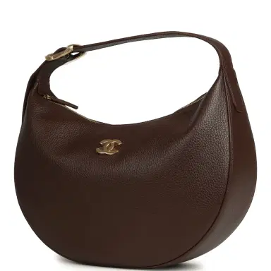 Chanel Chanel Round Top Handle Hobo Bag Dark Brown Grained Calfskin Gold Hardware | Thumbnail 5 Chanel Chanel Round Top Handle Hobo Bag Dark Brown Grained Calfskin Gold Hardware | Thumbnail 5