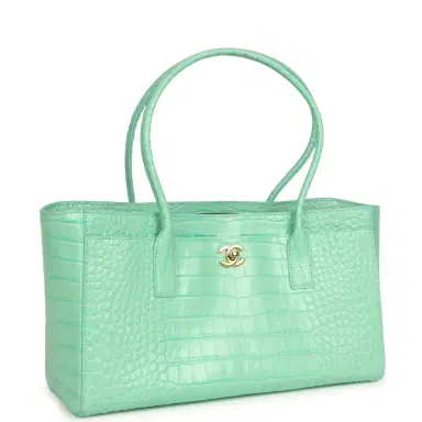 Chanel Chanel Small Cerf Shopping Bag Teal Croc Embossed Calfskin Gold Hardware | Thumbnail 2 Chanel Chanel Small Cerf Shopping Bag Teal Croc Embossed Calfskin Gold Hardware | Thumbnail 2