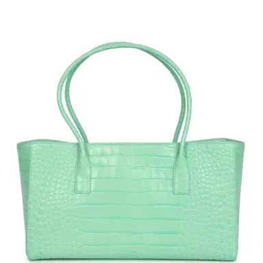 Chanel Chanel Small Cerf Shopping Bag Teal Croc Embossed Calfskin Gold Hardware | Thumbnail 4 Chanel Chanel Small Cerf Shopping Bag Teal Croc Embossed Calfskin Gold Hardware | Thumbnail 4