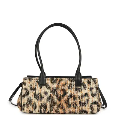 Chanel Chanel Small Leopard Print "Urban Essential" East West Shopping Tote Black Calfskin, Brown, Black, White Tweed, Mixed Fibers Gold Hardware | Thumbnail 4 Chanel Chanel Small Leopard Print "Urban Essential" East West Shopping Tote Black Calfskin, Brown, Black, White Tweed, Mixed Fibers Gold Hardware | Thumbnail 4