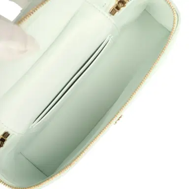 Chanel Chanel Top Handle Long Vanity Case with Chain Light Blue Croc Embossed Calfskin Gold Hardware | Thumbnail 9 Chanel Chanel Top Handle Long Vanity Case with Chain Light Blue Croc Embossed Calfskin Gold Hardware | Thumbnail 9