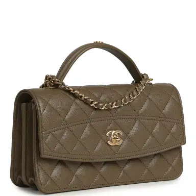 Chanel Chanel Trendy Top Handle Clutch with Chain Dark Khaki Caviar Gold Hardware | Thumbnail 2 Chanel Chanel Trendy Top Handle Clutch with Chain Dark Khaki Caviar Gold Hardware | Thumbnail 2