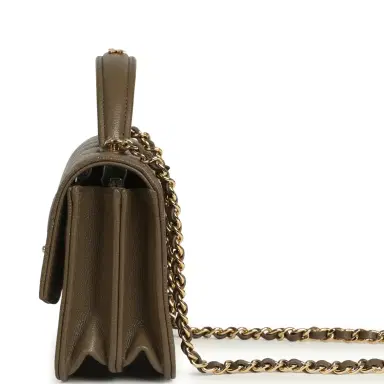 Chanel Chanel Trendy Top Handle Clutch with Chain Dark Khaki Caviar Gold Hardware | Thumbnail 4 Chanel Chanel Trendy Top Handle Clutch with Chain Dark Khaki Caviar Gold Hardware | Thumbnail 4