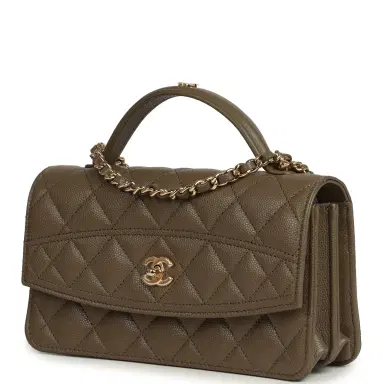 Chanel Chanel Trendy Top Handle Clutch with Chain Dark Khaki Caviar Gold Hardware | Thumbnail 5 Chanel Chanel Trendy Top Handle Clutch with Chain Dark Khaki Caviar Gold Hardware | Thumbnail 5
