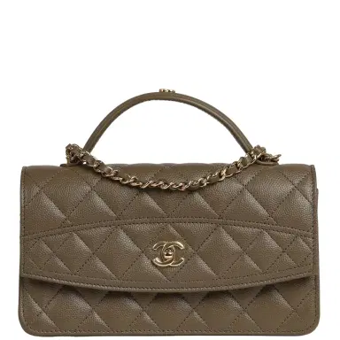 Chanel Chanel Trendy Top Handle Clutch with Chain Dark Khaki Caviar Gold Hardware | Thumbnail 1 Chanel Chanel Trendy Top Handle Clutch with Chain Dark Khaki Caviar Gold Hardware | Thumbnail 1