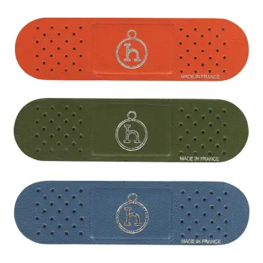 HERMÈS Hermes Band-Aid Cuivre, Bleu Tie, Vert Veronese Milo Lambskin | Thumbnail 1 HERMÈS Hermes Band-Aid Cuivre, Bleu Tie, Vert Veronese Milo Lambskin | Thumbnail 1