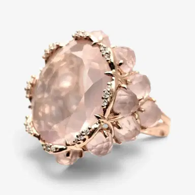 Giovanni Ferraris Giovanni Ferraris 18K Rose Gold Pink Quartz & Diamond Cocktail Ring Sz. 7.5 by The Solist | Thumbnail 3 Giovanni Ferraris Giovanni Ferraris 18K Rose Gold Pink Quartz & Diamond Cocktail Ring Sz. 7.5 by The Solist | Thumbnail 3