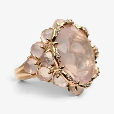 Giovanni Ferraris Giovanni Ferraris 18K Rose Gold Pink Quartz & Diamond Cocktail Ring Sz. 7.5 by The Solist | Thumbnail 4 Giovanni Ferraris Giovanni Ferraris 18K Rose Gold Pink Quartz & Diamond Cocktail Ring Sz. 7.5 by The Solist | Thumbnail 4