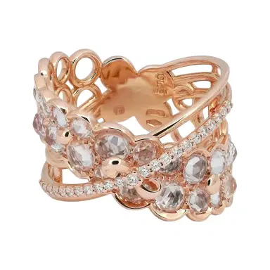 Giovanni Ferraris Giovanni Ferraris 18K Rose Gold White Sapphire & Diamond Ring Sz. 7.25 by The Solist | Thumbnail 1 Giovanni Ferraris Giovanni Ferraris 18K Rose Gold White Sapphire & Diamond Ring Sz. 7.25 by The Solist | Thumbnail 1