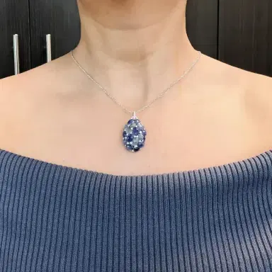 Giovanni Ferraris Giovanni Ferraris 18K White Gold Diamond & Icy Blue Sapphire Pendant Necklace by The Solist | Thumbnail 2 Giovanni Ferraris Giovanni Ferraris 18K White Gold Diamond & Icy Blue Sapphire Pendant Necklace by The Solist | Thumbnail 2