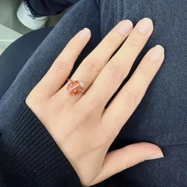 Giovanni Ferraris Giovanni Ferraris Ladybug 18K White Gold Coral & Diamond Ring Sz. 7.5 by The Solist | Thumbnail 2 Giovanni Ferraris Giovanni Ferraris Ladybug 18K White Gold Coral & Diamond Ring Sz. 7.5 by The Solist | Thumbnail 2
