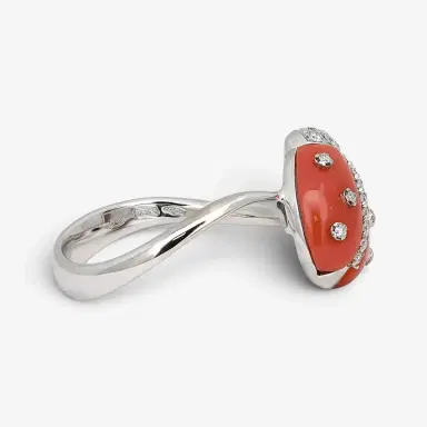 Giovanni Ferraris Giovanni Ferraris Ladybug 18K White Gold Coral & Diamond Ring Sz. 7.5 by The Solist | Thumbnail 4 Giovanni Ferraris Giovanni Ferraris Ladybug 18K White Gold Coral & Diamond Ring Sz. 7.5 by The Solist | Thumbnail 4