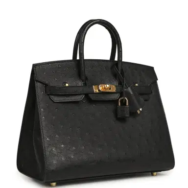 HERMÈS Hermes Birkin Sellier 25 Black Ostrich Gold Hardware | Thumbnail 2 HERMÈS Hermes Birkin Sellier 25 Black Ostrich Gold Hardware | Thumbnail 2