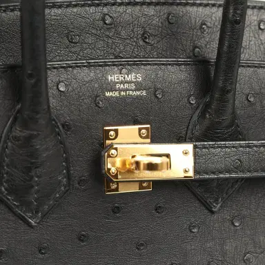HERMÈS Hermes Birkin Sellier 25 Black Ostrich Gold Hardware | Thumbnail 7 HERMÈS Hermes Birkin Sellier 25 Black Ostrich Gold Hardware | Thumbnail 7