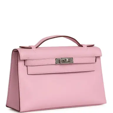 HERMÈS Hermes Kelly Pochette Mauve Sylvestre Swift Palladium Hardware | Thumbnail 2 HERMÈS Hermes Kelly Pochette Mauve Sylvestre Swift Palladium Hardware | Thumbnail 2