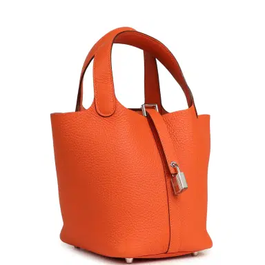HERMÈS Hermes Picotin Lock 18 Tangerine Clemence Palladium Hardware | Thumbnail 2 HERMÈS Hermes Picotin Lock 18 Tangerine Clemence Palladium Hardware | Thumbnail 2