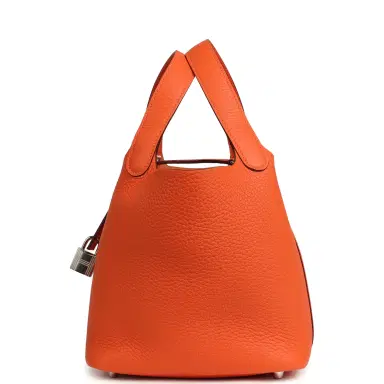 HERMÈS Hermes Picotin Lock 18 Tangerine Clemence Palladium Hardware | Thumbnail 3 HERMÈS Hermes Picotin Lock 18 Tangerine Clemence Palladium Hardware | Thumbnail 3