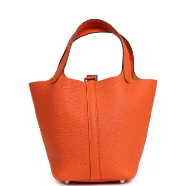 HERMÈS Hermes Picotin Lock 18 Tangerine Clemence Palladium Hardware | Thumbnail 4 HERMÈS Hermes Picotin Lock 18 Tangerine Clemence Palladium Hardware | Thumbnail 4