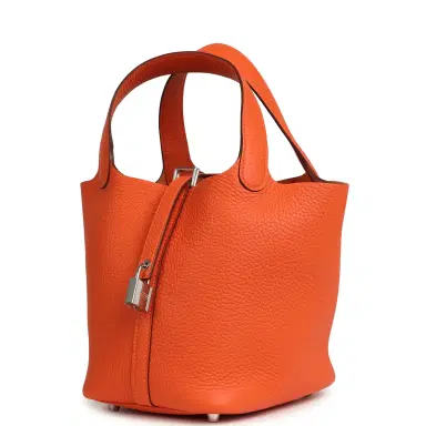HERMÈS Hermes Picotin Lock 18 Tangerine Clemence Palladium Hardware | Thumbnail 5 HERMÈS Hermes Picotin Lock 18 Tangerine Clemence Palladium Hardware | Thumbnail 5