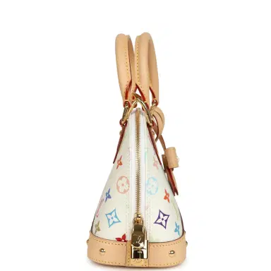 Louis Vuitton Louis Vuitton X Takashi Murakami Alma NM BB White Multicolored Monogram Gold Hardware | Thumbnail 3 Louis Vuitton Louis Vuitton X Takashi Murakami Alma NM BB White Multicolored Monogram Gold Hardware | Thumbnail 3