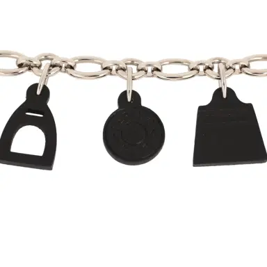 HERMÈS Pre-owned Hermes Olga Bag Charm Black Barenia Palladium Hardware | Thumbnail 4 HERMÈS Pre-owned Hermes Olga Bag Charm Black Barenia Palladium Hardware | Thumbnail 4