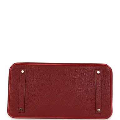 HERMÈS Pre-owned Hermes Special Order (HSS) Birkin 35 Rouge H Verso Togo Gold Hardware | Thumbnail 6 HERMÈS Pre-owned Hermes Special Order (HSS) Birkin 35 Rouge H Verso Togo Gold Hardware | Thumbnail 6