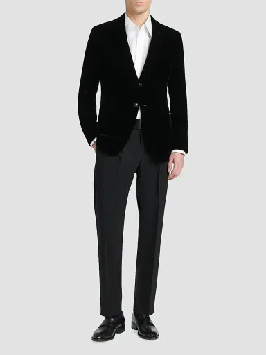 Giorgio Armani Men's Velvet Single-Breasted Velvet Dinner Jacket - Black Beauty - Size 48 | Thumbnail 2 Giorgio Armani Men's Velvet Single-Breasted Velvet Dinner Jacket - Black Beauty - Size 48 | Thumbnail 2