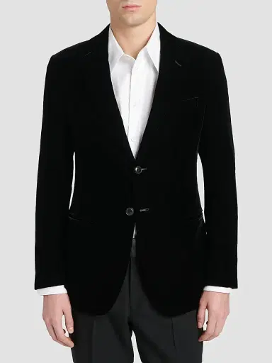 Giorgio Armani Men's Velvet Single-Breasted Velvet Dinner Jacket - Black Beauty - Size 48 | Thumbnail 4 Giorgio Armani Men's Velvet Single-Breasted Velvet Dinner Jacket - Black Beauty - Size 48 | Thumbnail 4