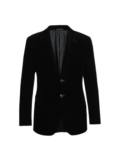 Giorgio Armani Men's Velvet Single-Breasted Velvet Dinner Jacket - Black Beauty - Size 48 | Thumbnail 1 Giorgio Armani Men's Velvet Single-Breasted Velvet Dinner Jacket - Black Beauty - Size 48 | Thumbnail 1