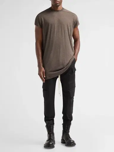Rick Owens Men's Jumbo Wool-Silk Crewneck T-Shirt - Dark Dust | Thumbnail 2 Rick Owens Men's Jumbo Wool-Silk Crewneck T-Shirt - Dark Dust | Thumbnail 2
