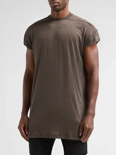 Rick Owens Men's Jumbo Wool-Silk Crewneck T-Shirt - Dark Dust | Thumbnail 4 Rick Owens Men's Jumbo Wool-Silk Crewneck T-Shirt - Dark Dust | Thumbnail 4
