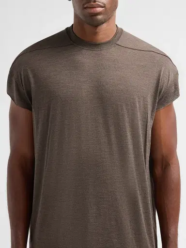 Rick Owens Men's Jumbo Wool-Silk Crewneck T-Shirt - Dark Dust | Thumbnail 5 Rick Owens Men's Jumbo Wool-Silk Crewneck T-Shirt - Dark Dust | Thumbnail 5