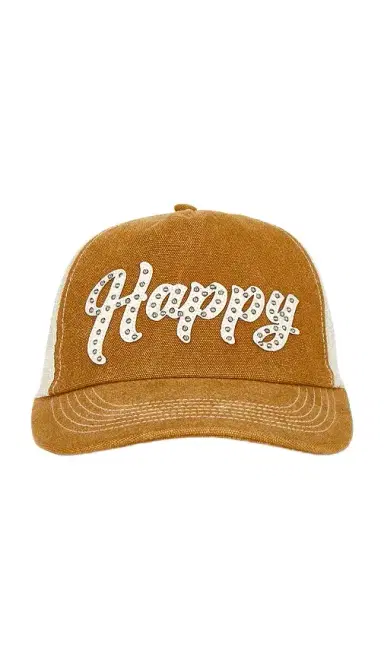 Happy Caps Leather Studded Script Meshback | Thumbnail 1 Happy Caps Leather Studded Script Meshback | Thumbnail 1