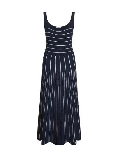 Adam Lippes Gemma Striped Knit Midi Dress | Thumbnail 1 Adam Lippes Gemma Striped Knit Midi Dress | Thumbnail 1