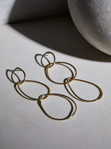 aligrace Yellow Gold Triple Hoop Earrings | Thumbnail 2 aligrace Yellow Gold Triple Hoop Earrings | Thumbnail 2