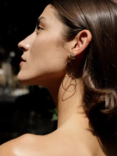 aligrace Yellow Gold Triple Hoop Earrings | Thumbnail 3 aligrace Yellow Gold Triple Hoop Earrings | Thumbnail 3