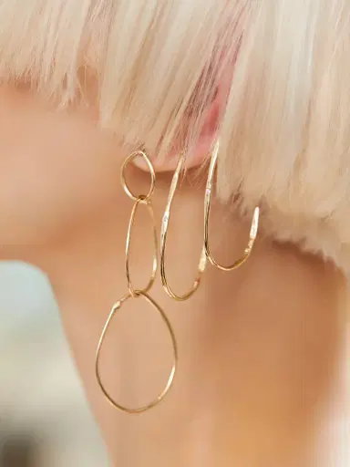 aligrace Yellow Gold Triple Hoop Earrings | Thumbnail 4 aligrace Yellow Gold Triple Hoop Earrings | Thumbnail 4