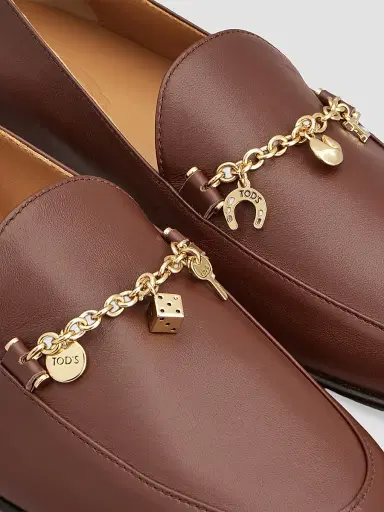 Tod's Women's Charm Leather Loafers - Mogano | Thumbnail 5 Tod's Women's Charm Leather Loafers - Mogano | Thumbnail 5
