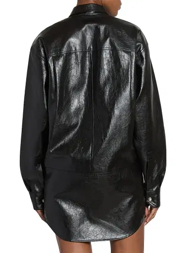 ISABEL MARANT ÉTOILE Women's Ayali Faux-Leather Shirtdress - Black | Thumbnail 5 ISABEL MARANT ÉTOILE Women's Ayali Faux-Leather Shirtdress - Black | Thumbnail 5