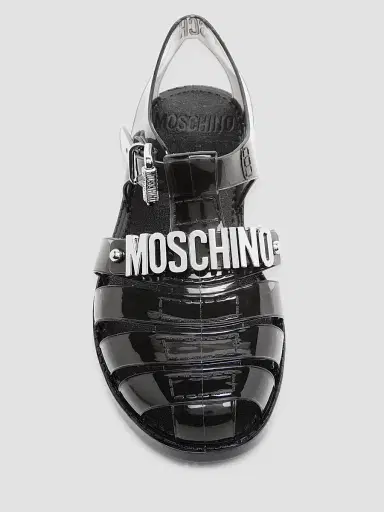 MOSCHINO Women's Lettering Jelly Fisherman Sandals - Black | Thumbnail 4 MOSCHINO Women's Lettering Jelly Fisherman Sandals - Black | Thumbnail 4