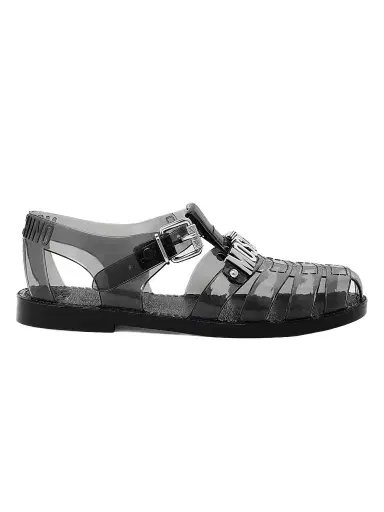 MOSCHINO Women's Lettering Jelly Fisherman Sandals - Black | Thumbnail 1 MOSCHINO Women's Lettering Jelly Fisherman Sandals - Black | Thumbnail 1