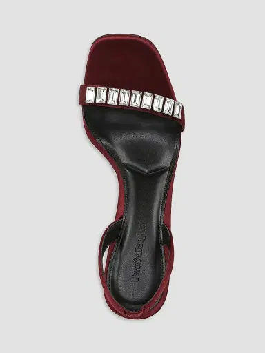 Favorite Daughter Women's Selena 80MM Crystal-Embellished Satin Slingback Sandals - Bordeaux Clear | Thumbnail 4 Favorite Daughter Women's Selena 80MM Crystal-Embellished Satin Slingback Sandals - Bordeaux Clear | Thumbnail 4