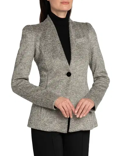 Giorgio Armani Women's Textured One-Button Blazer - Gessato Beige | Thumbnail 3 Giorgio Armani Women's Textured One-Button Blazer - Gessato Beige | Thumbnail 3