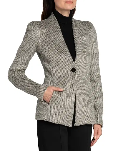 Giorgio Armani Women's Textured One-Button Blazer - Gessato Beige | Thumbnail 4 Giorgio Armani Women's Textured One-Button Blazer - Gessato Beige | Thumbnail 4