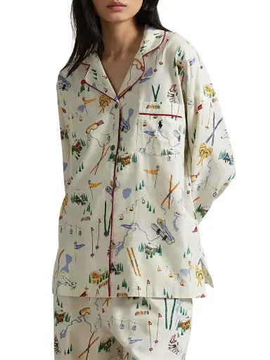 Polo Ralph Lauren Women's Madison Printed Pajamas - Travel Ski Print | Thumbnail 2 Polo Ralph Lauren Women's Madison Printed Pajamas - Travel Ski Print | Thumbnail 2
